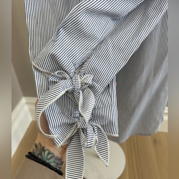 Molly Bracken Navy White Striped Off Shoulder Tunic Top Small Nautical Resort We - Picture 6 of 7